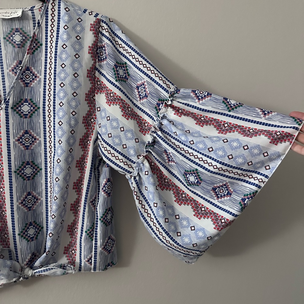 Lavender Field Gray and White Dolman Sleeve Blouse - Picture 2 of 4